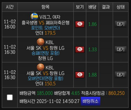 경기시작했네요